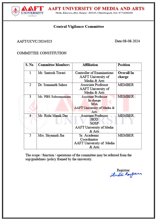 CENTRAL VIGILANCE COMMITTEE