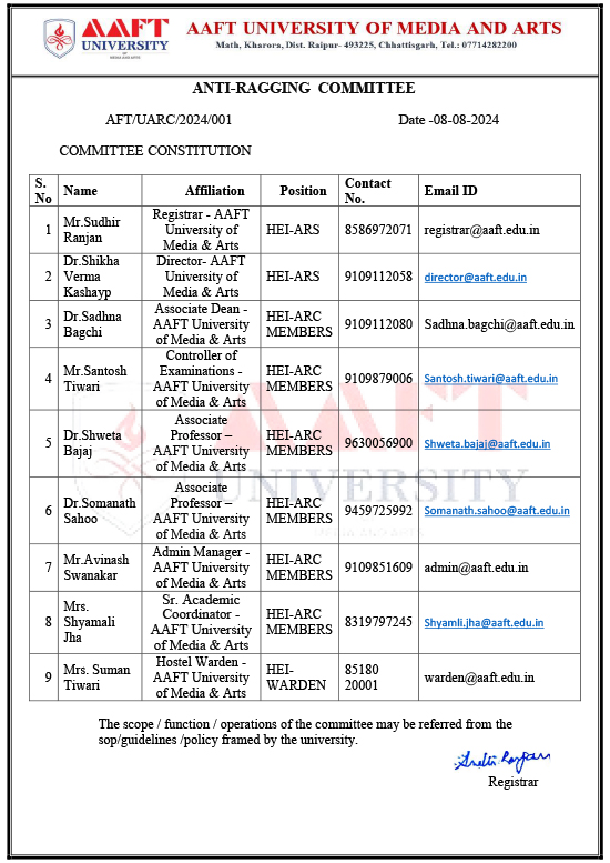 ANTI-RAGGING COMMITTEE